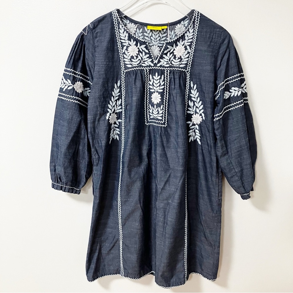 Roller Rabbit | Blue Abigail Indigo Cotton Dress XS Boho Chic Cottagecore Indie
